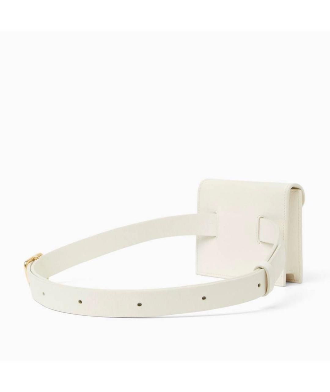 LORO PIANA Белая кожаная поясная сумка, фото 3