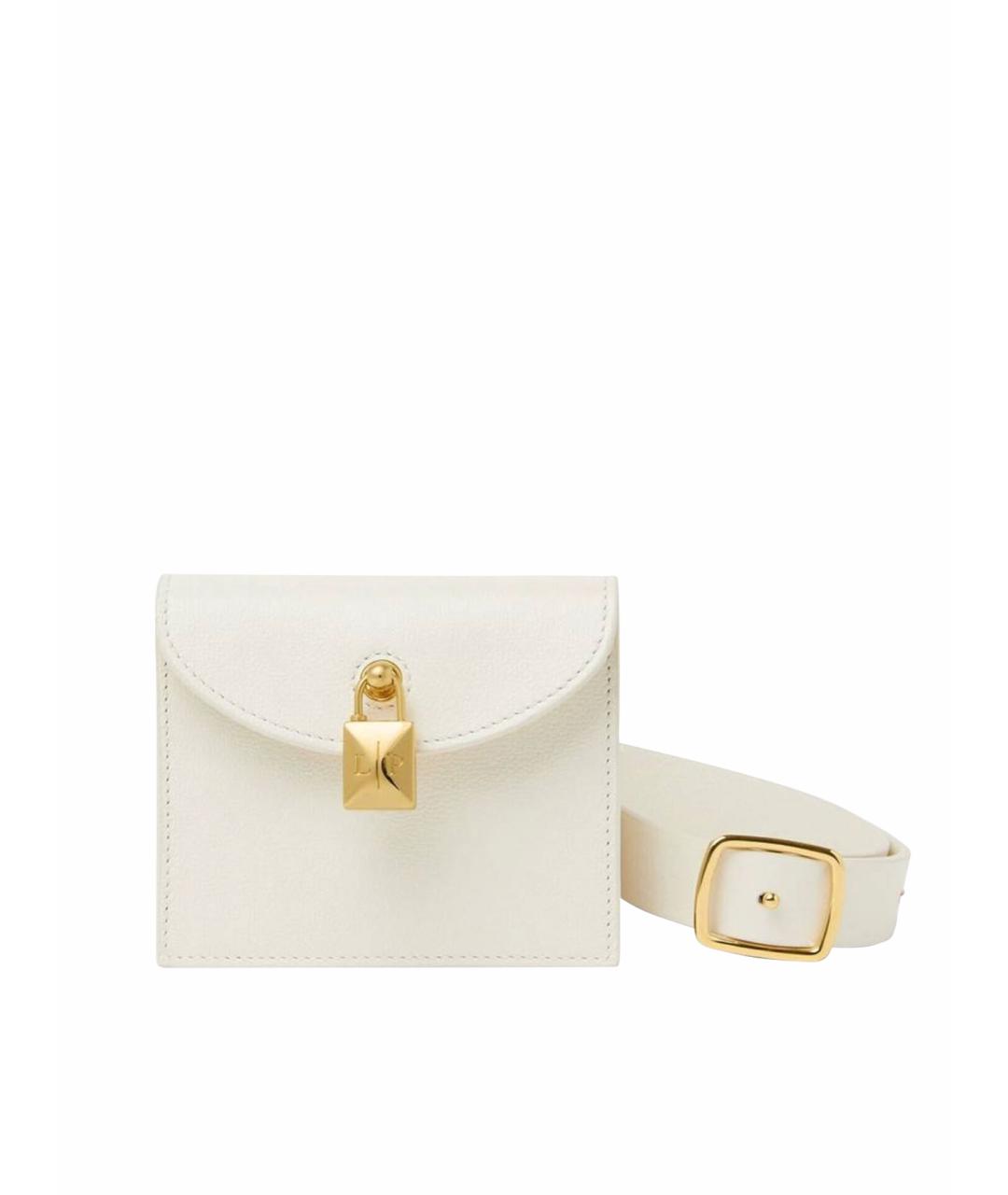 LORO PIANA Белая кожаная поясная сумка, фото 1
