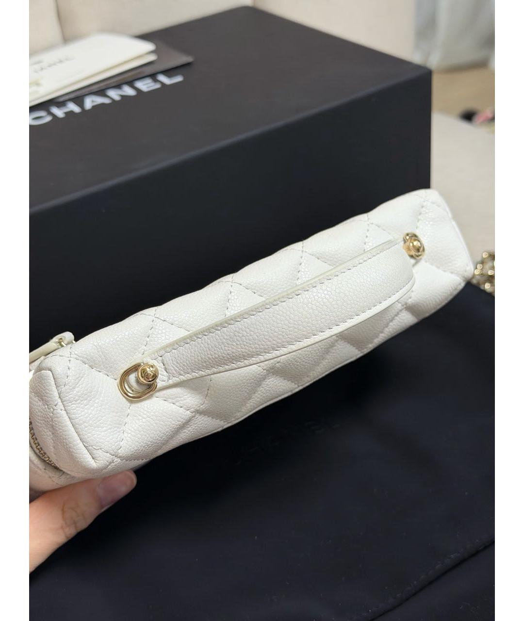 CHANEL Белая кожаная сумка через плечо, фото 5