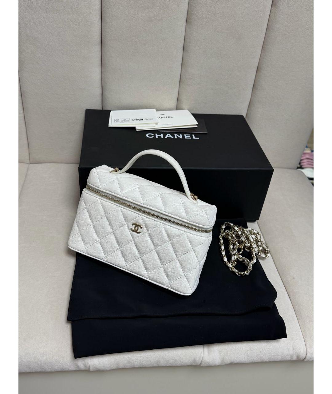 CHANEL Белая кожаная сумка через плечо, фото 2