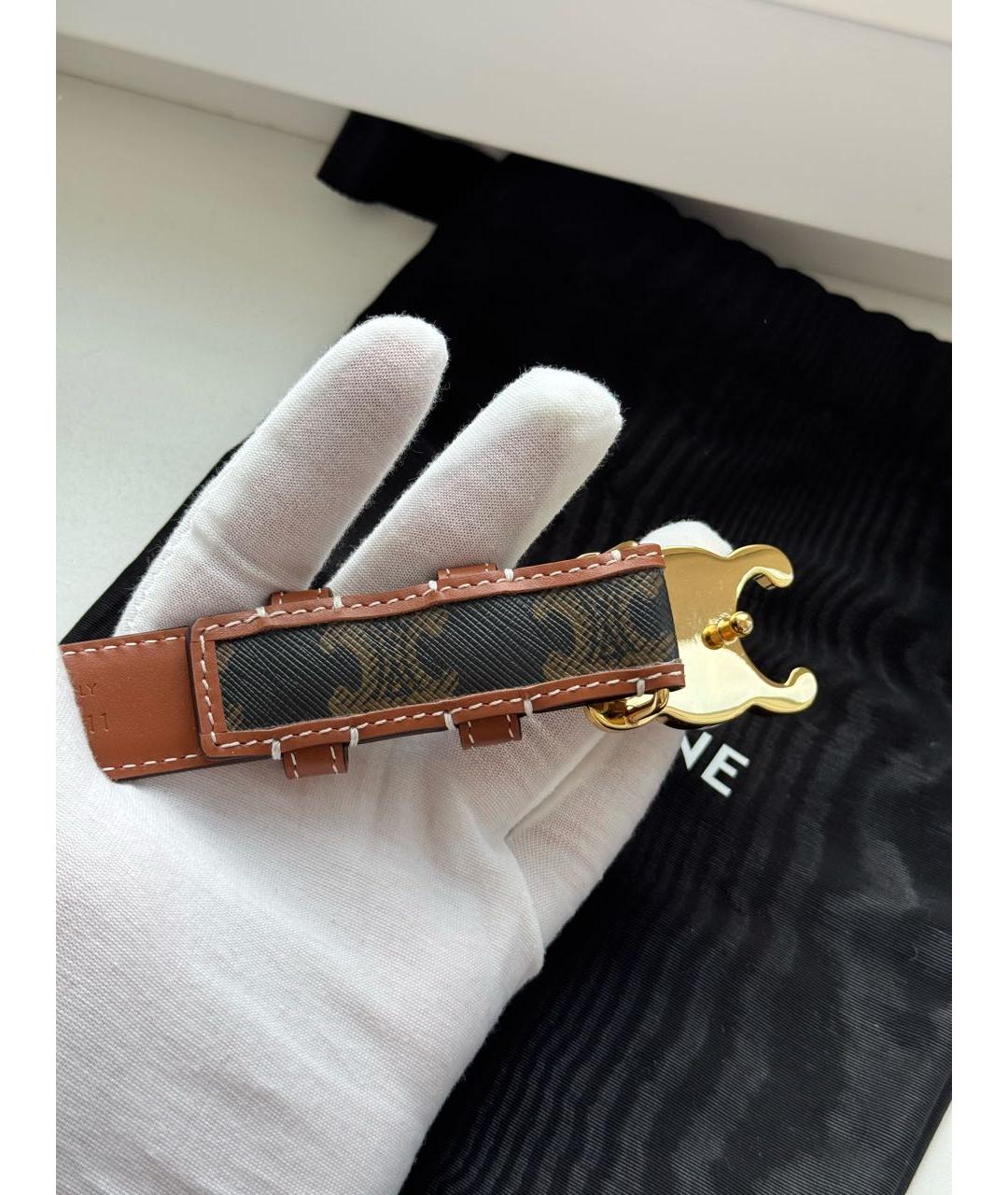 CELINE Коричневый кожаный ремень, фото 3