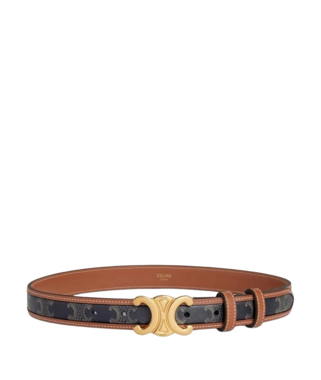 CELINE Коричневый кожаный ремень, фото 1