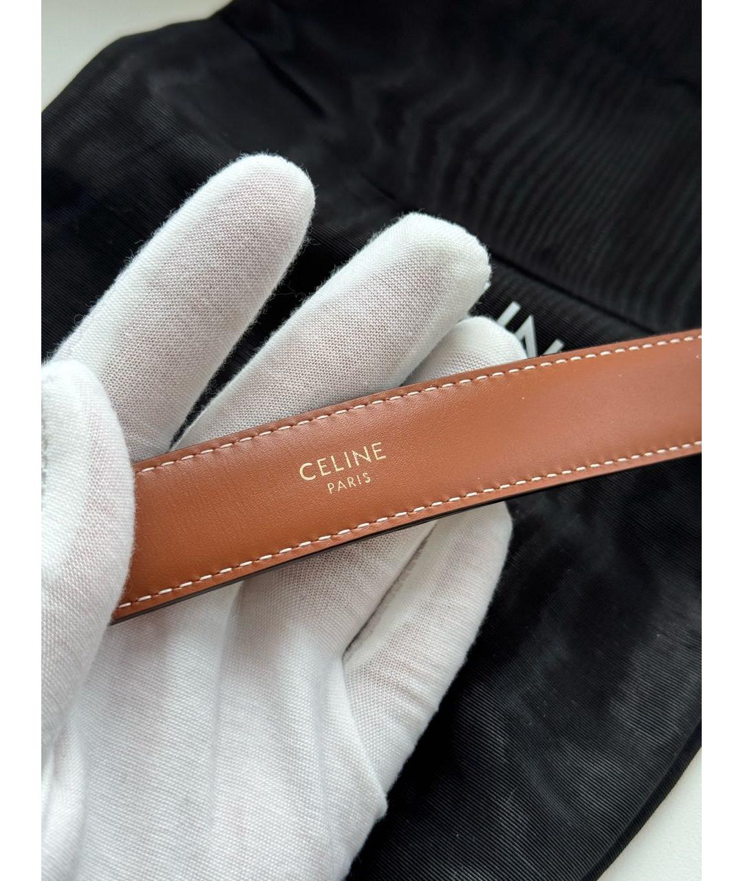 CELINE Коричневый кожаный ремень, фото 4