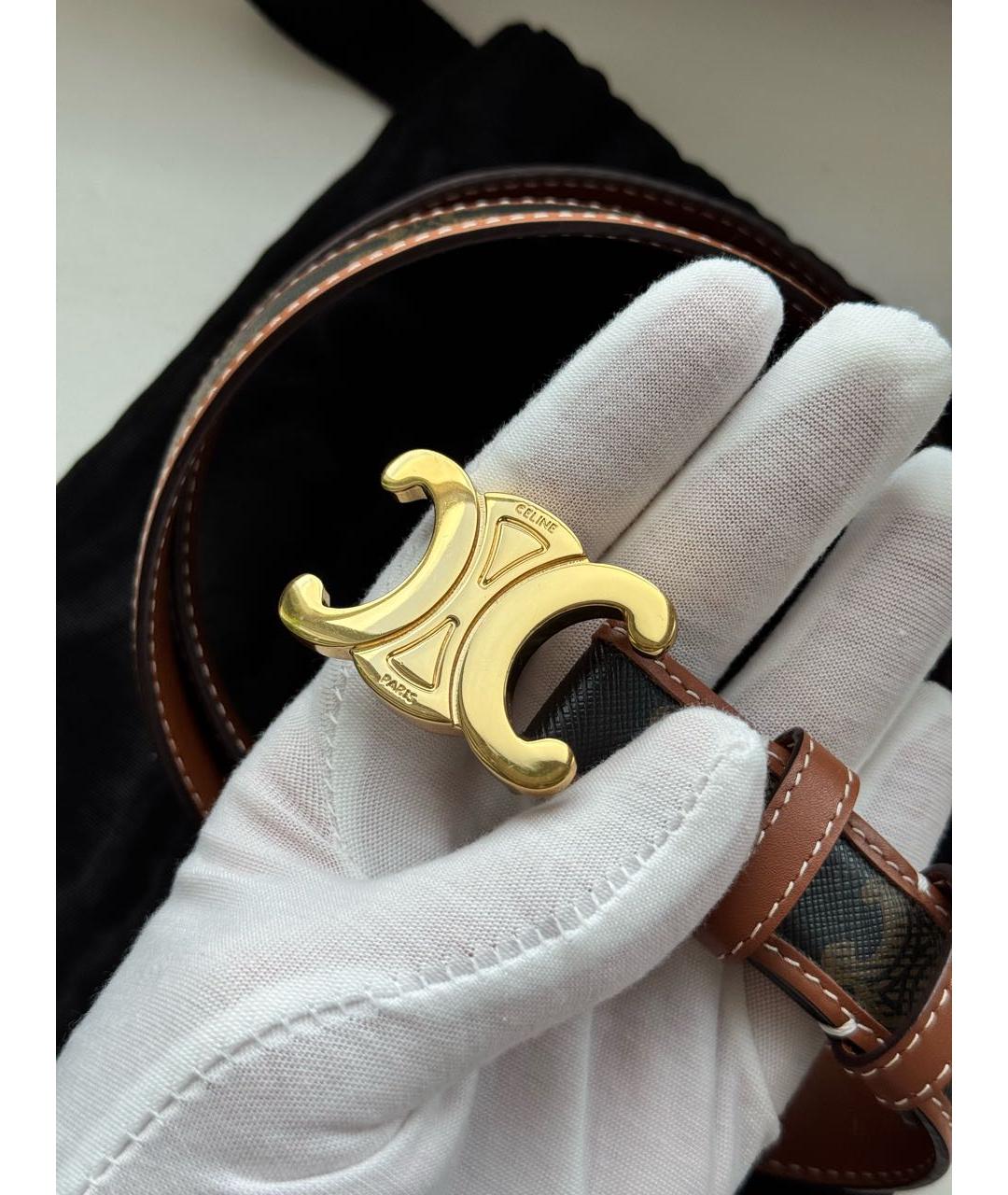 CELINE Коричневый кожаный ремень, фото 2