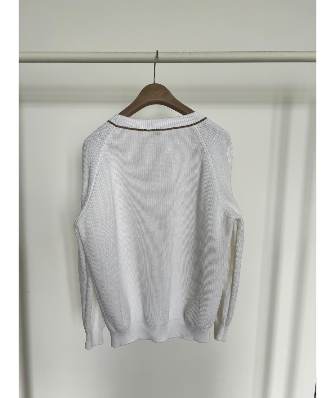 BRUNELLO CUCINELLI Белый хлопковый джемпер / свитер, фото 2