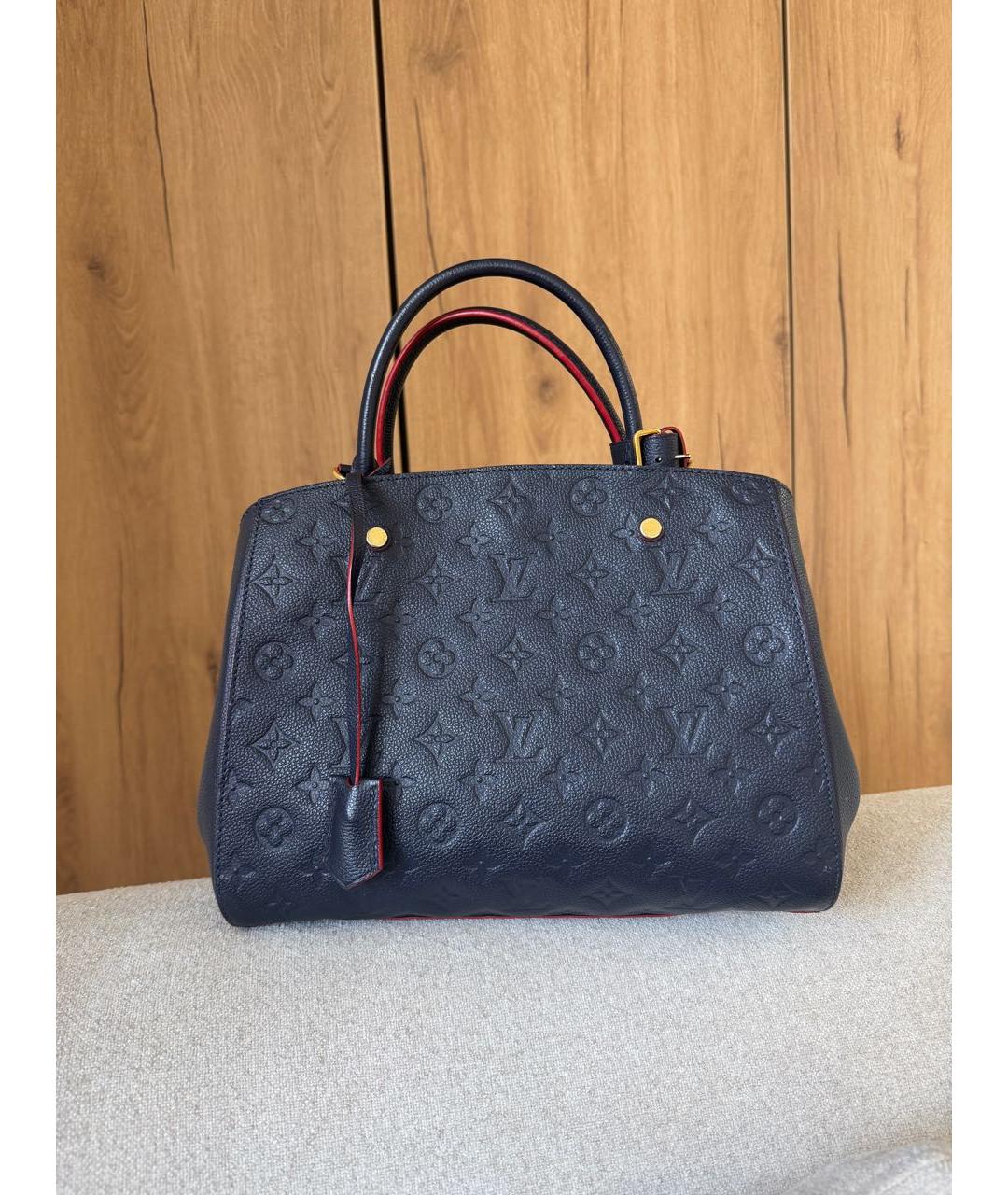 LOUIS VUITTON Темно-синяя кожаная сумка с короткими ручками, фото 5