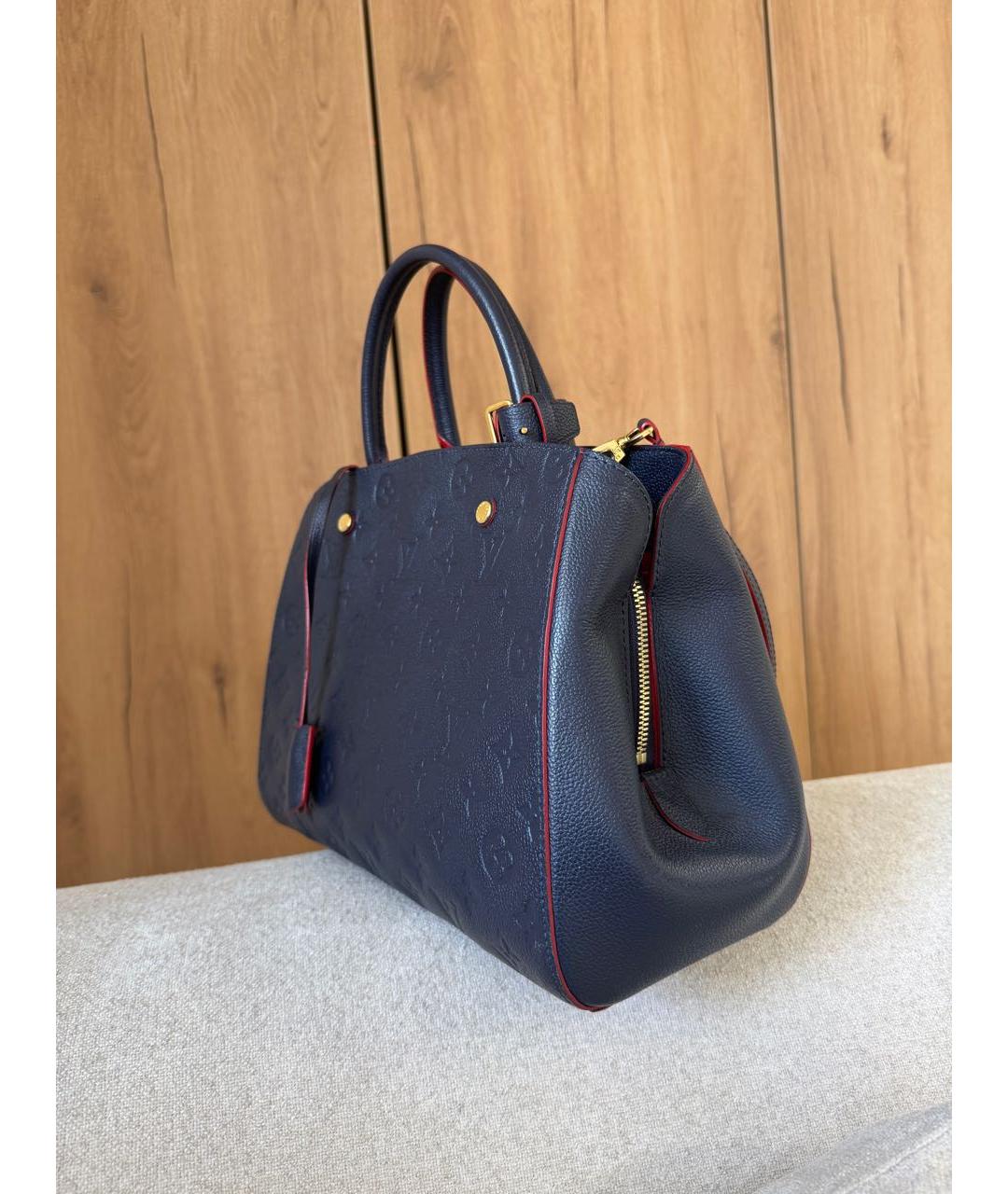 LOUIS VUITTON Темно-синяя кожаная сумка с короткими ручками, фото 2