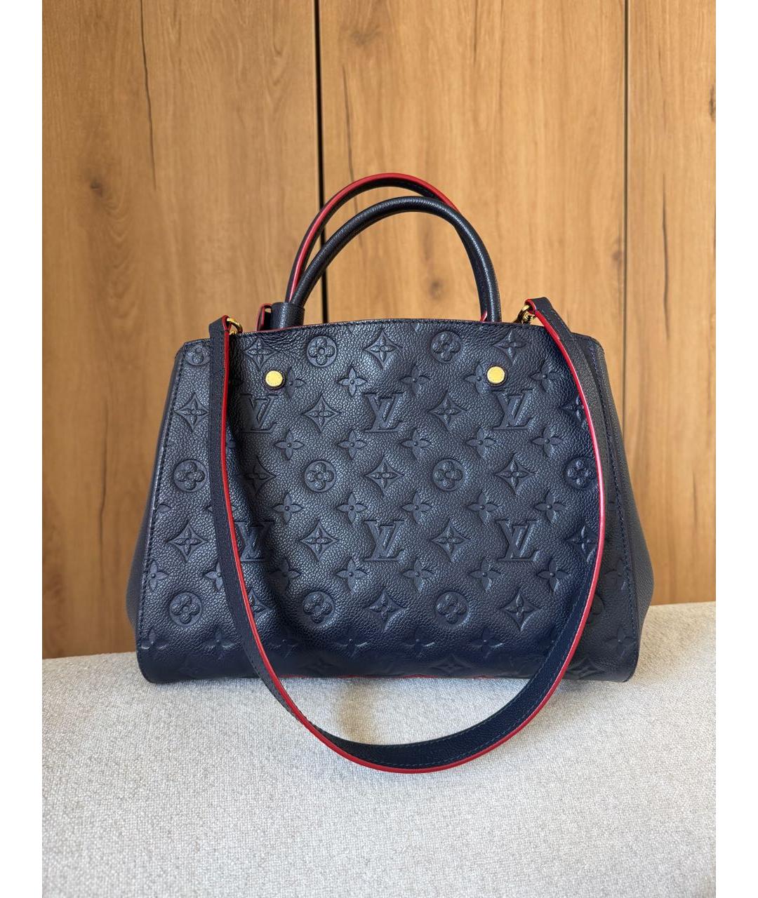 LOUIS VUITTON Темно-синяя кожаная сумка с короткими ручками, фото 3