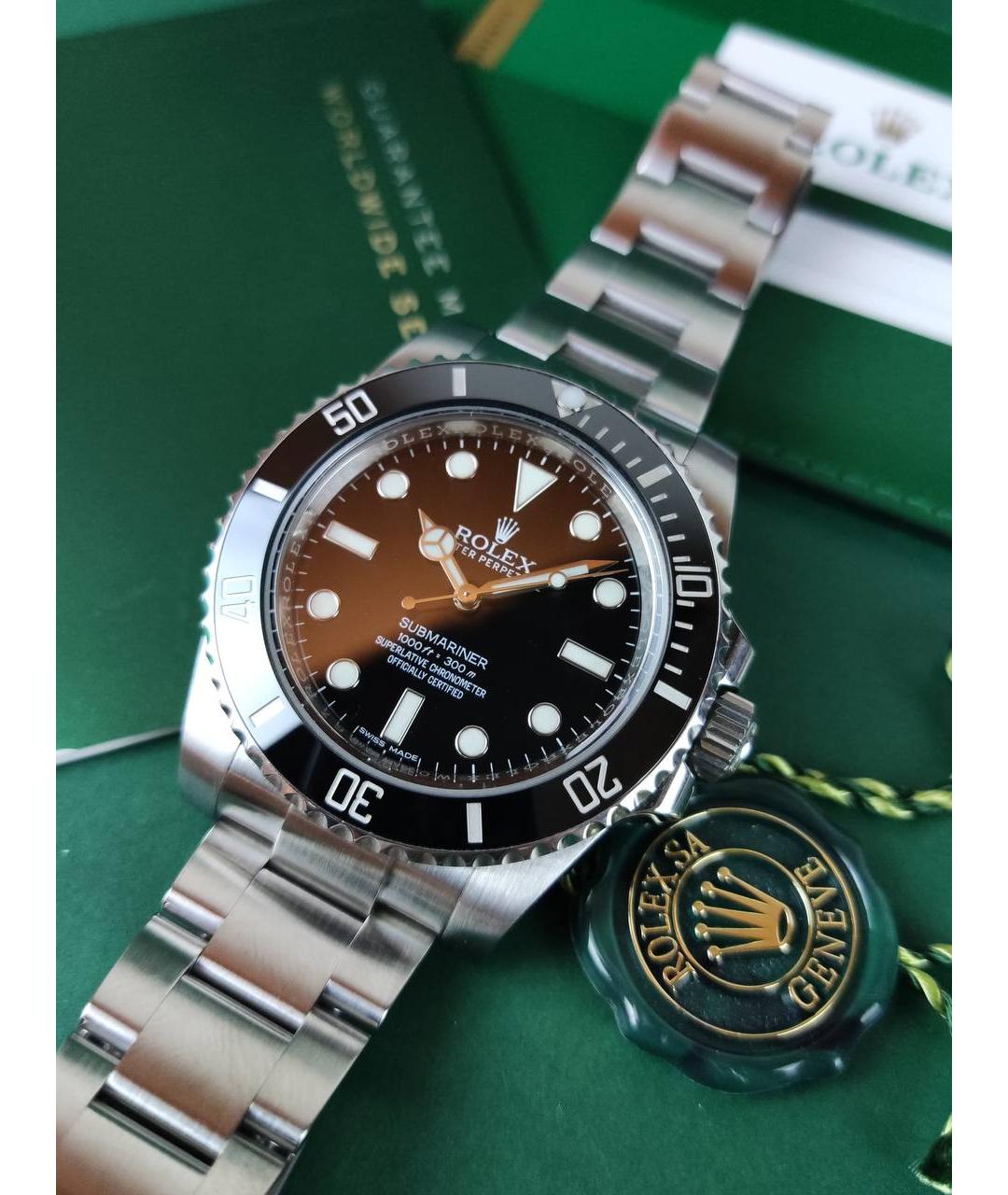 ROLEX Черные металлические часы, фото 2