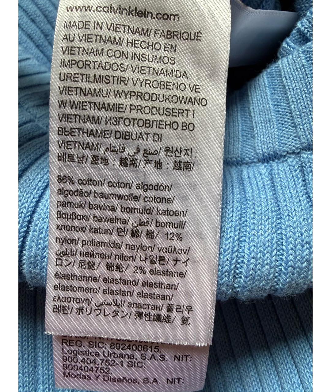 CALVIN KLEIN Синяя хлопко-эластановая юбка миди, фото 4