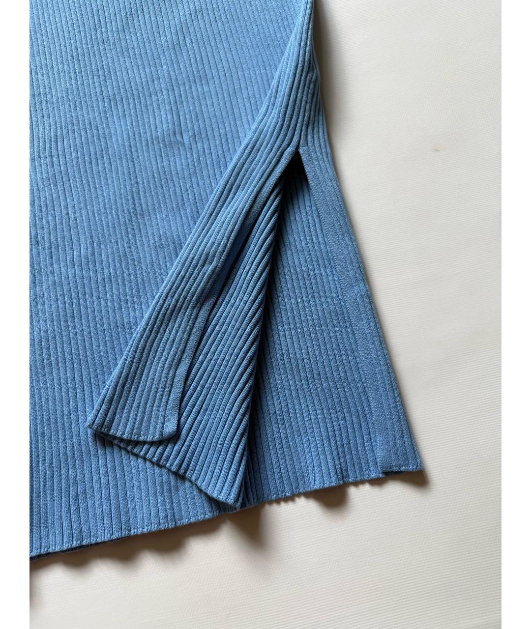 CALVIN KLEIN Синяя хлопко-эластановая юбка миди, фото 3