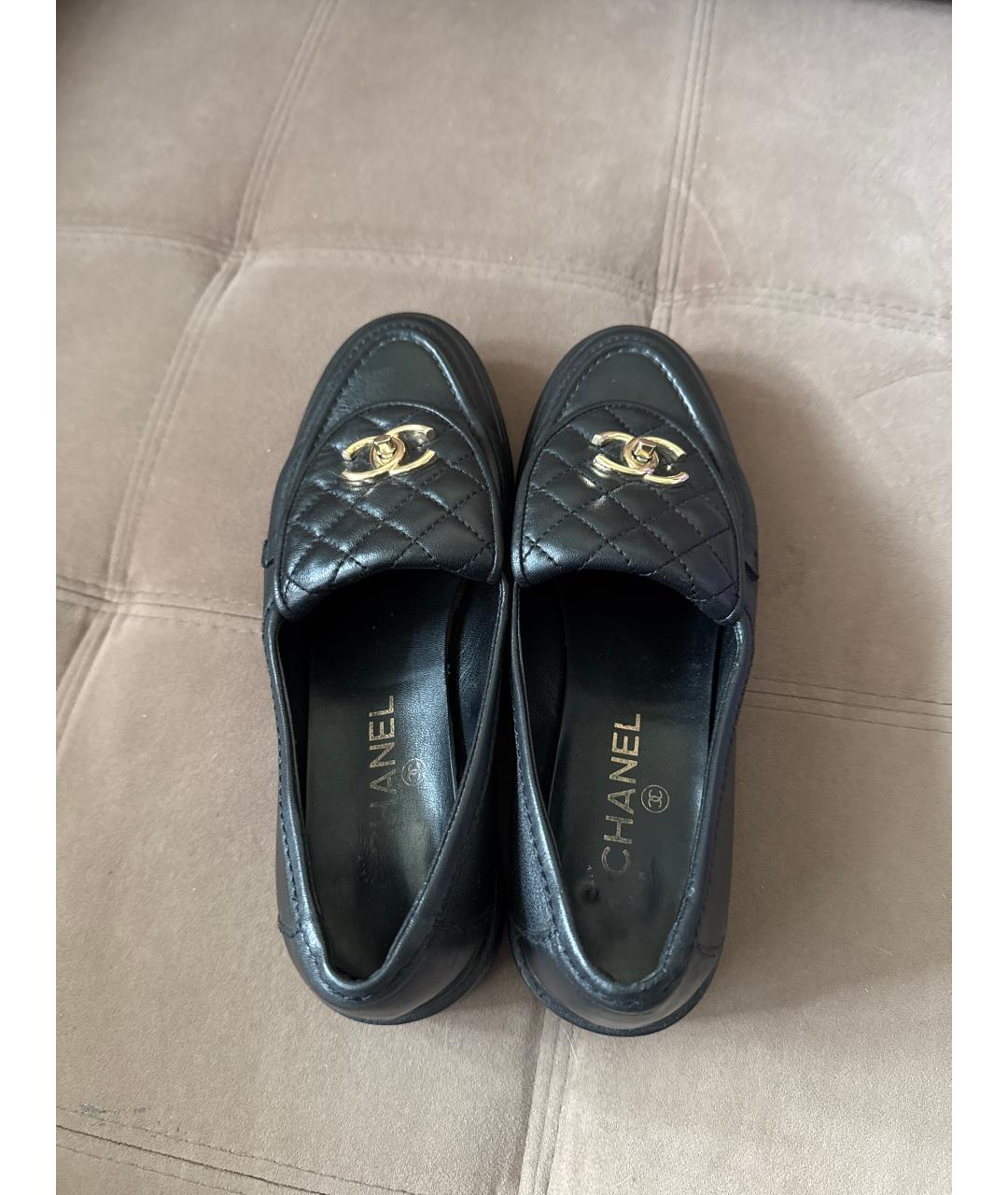 CHANEL Черные кожаные лоферы, фото 3