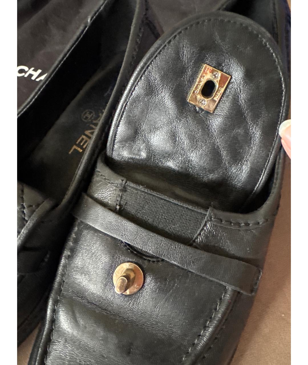 CHANEL Черные кожаные лоферы, фото 7