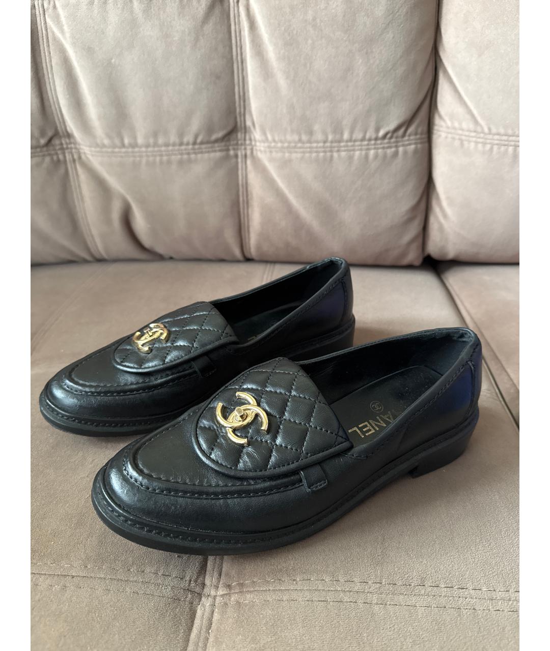 CHANEL Черные кожаные лоферы, фото 10