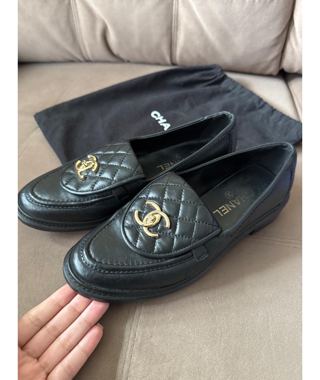 CHANEL Черные кожаные лоферы, фото 6