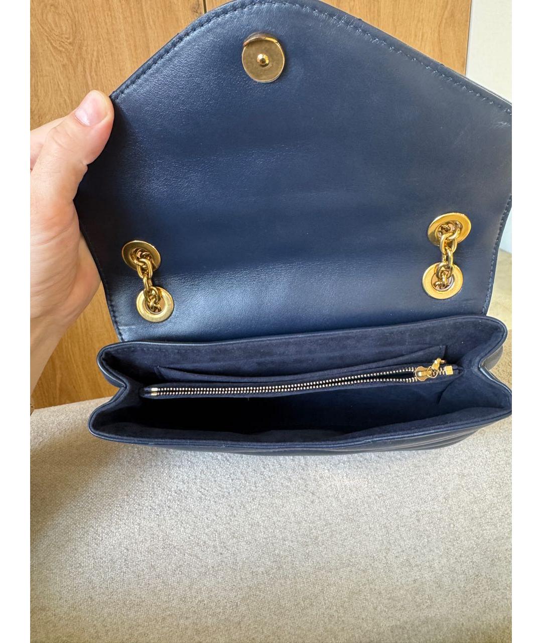 LOUIS VUITTON Темно-синяя кожаная сумка тоут, фото 4