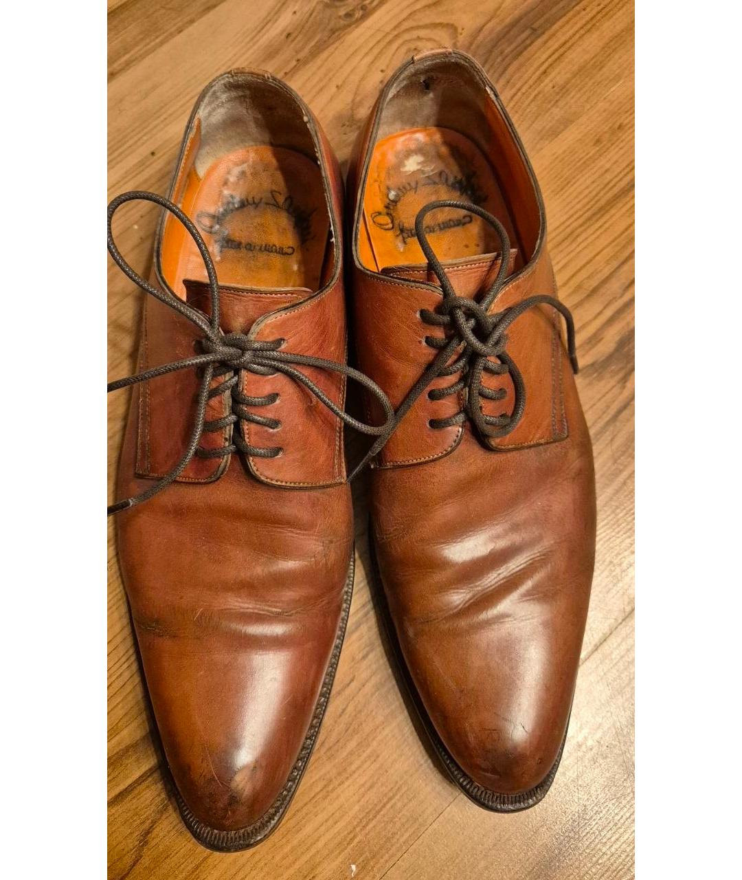 SANTONI Коричневые кожаные туфли, фото 2