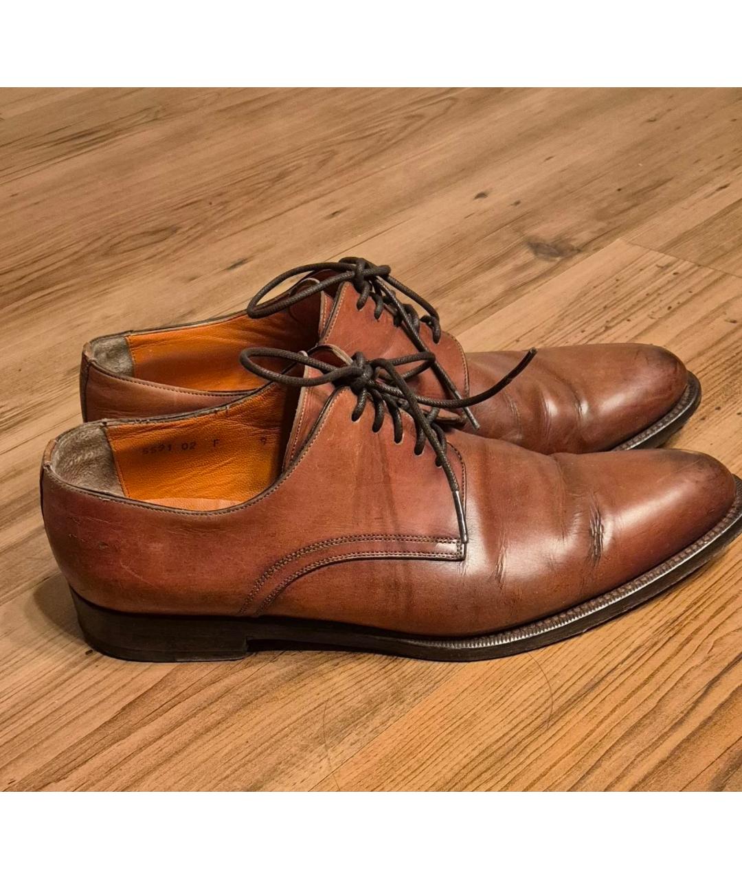 SANTONI Коричневые кожаные туфли, фото 4