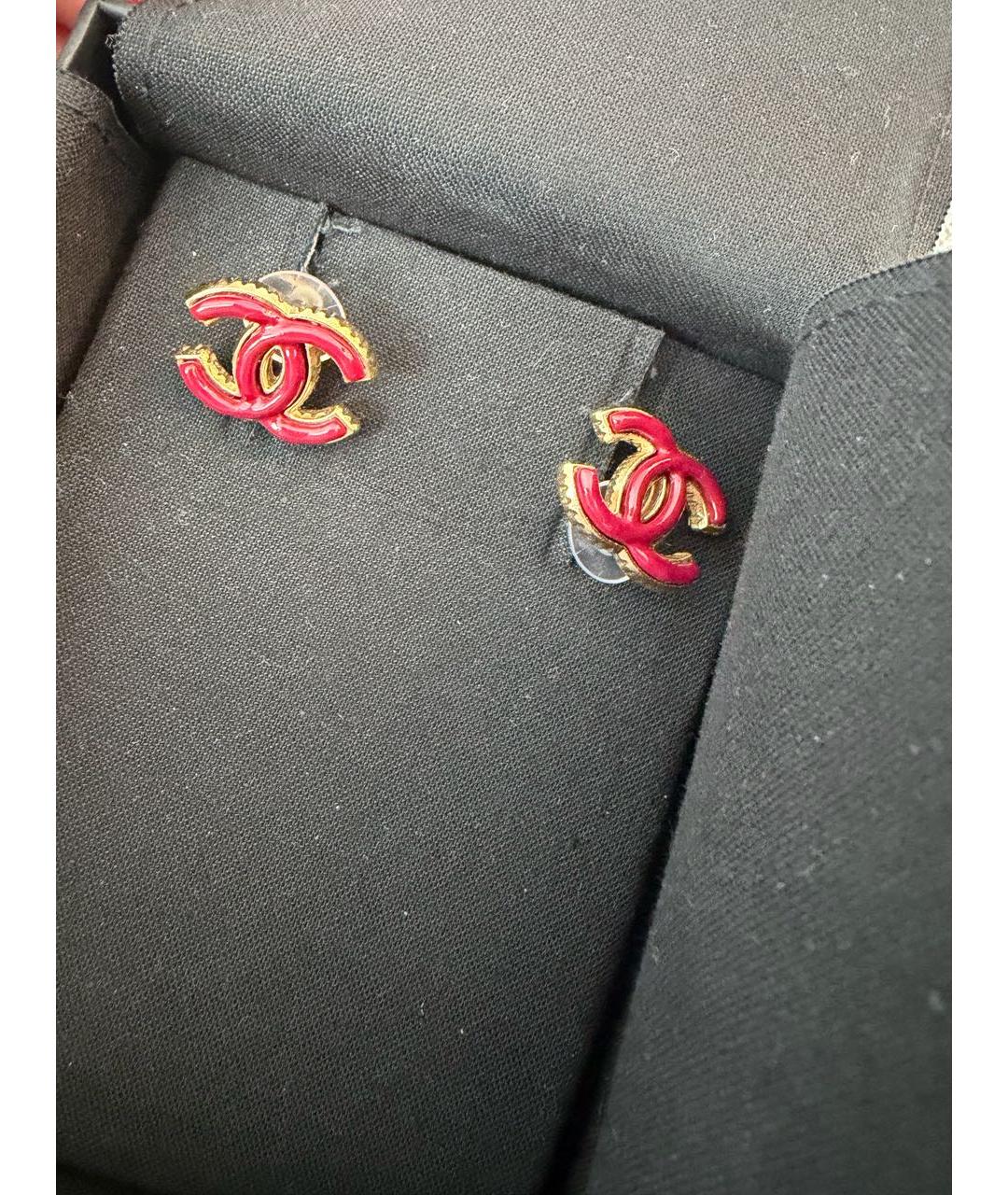 CHANEL Красные металлические серьги, фото 3