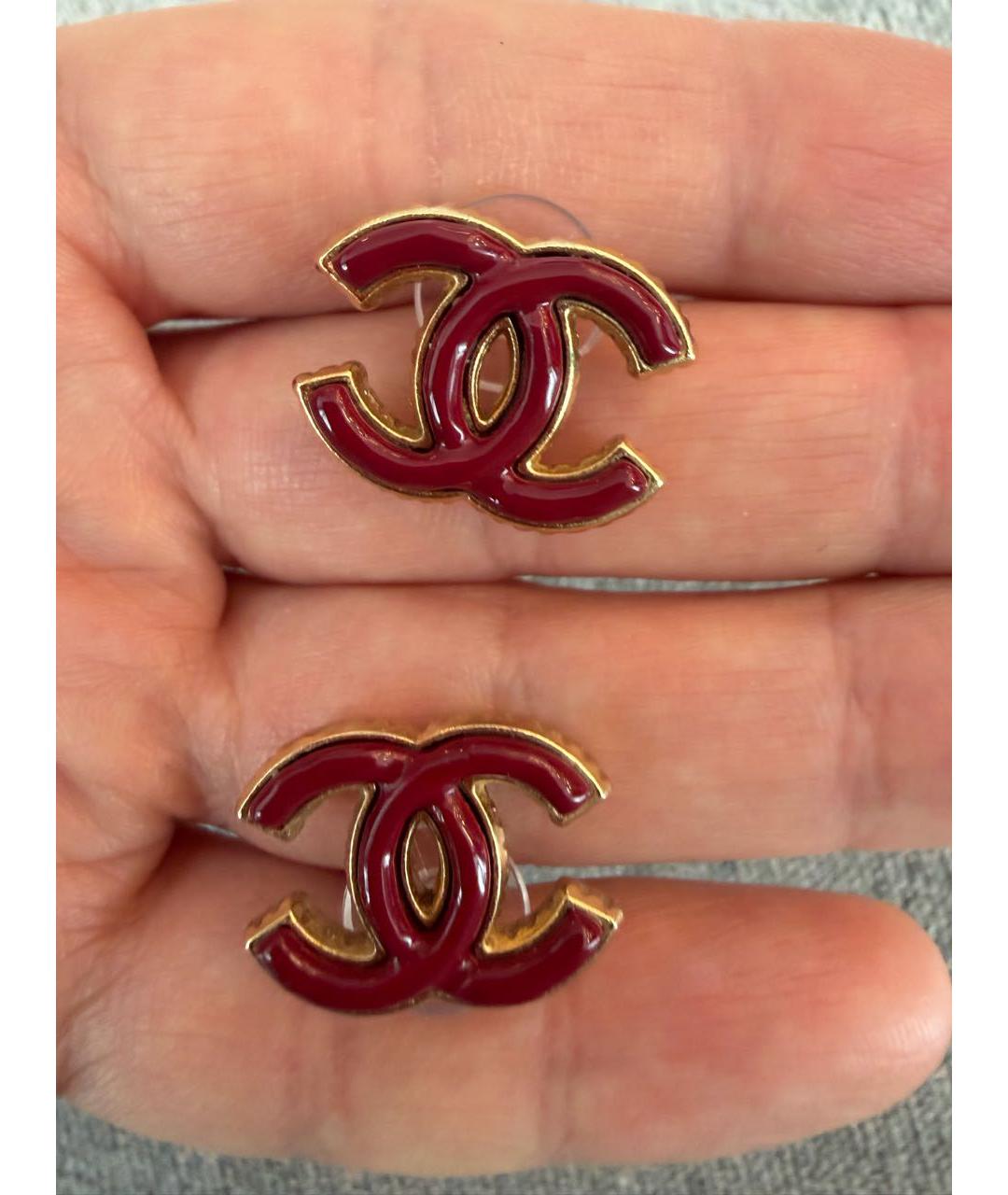 CHANEL Красные металлические серьги, фото 6