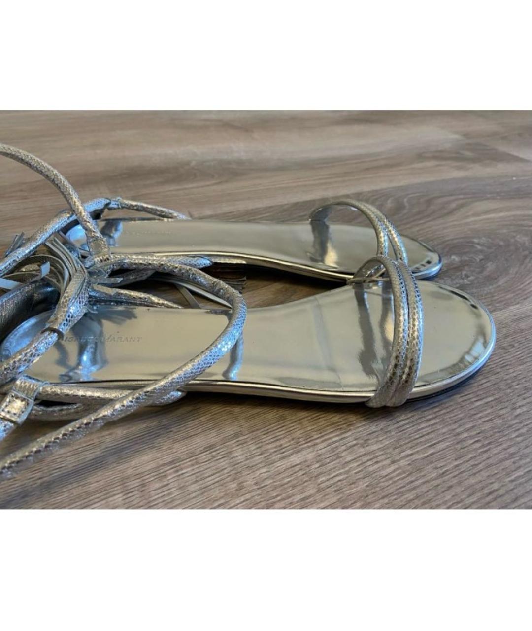 ISABEL MARANT Серебряные кожаные босоножки, фото 7