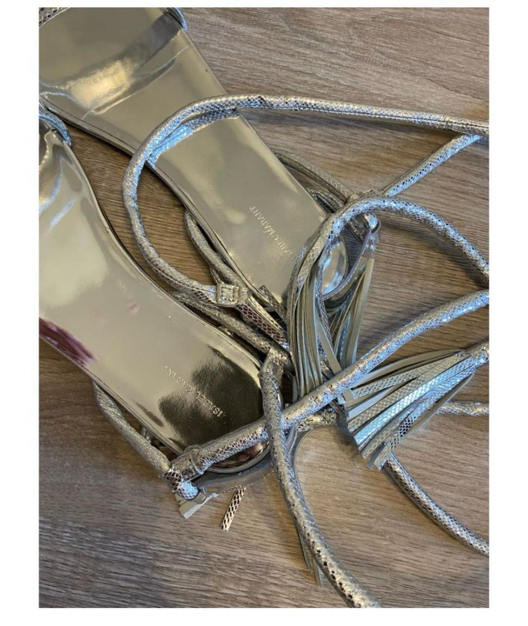 ISABEL MARANT Серебряные кожаные босоножки, фото 3