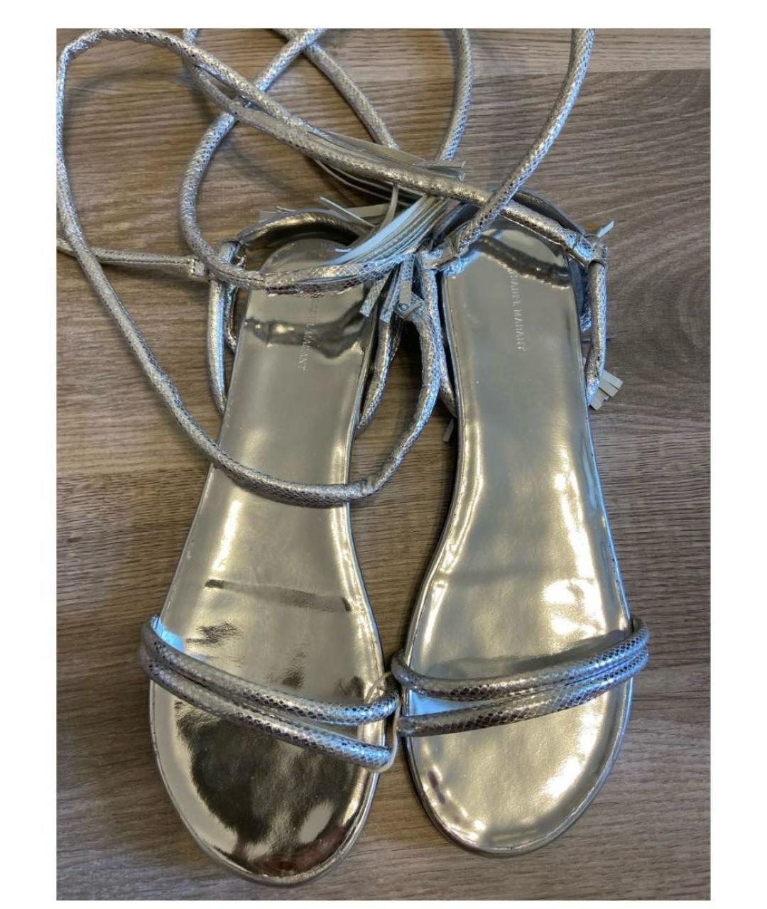 ISABEL MARANT Серебряные кожаные босоножки, фото 2