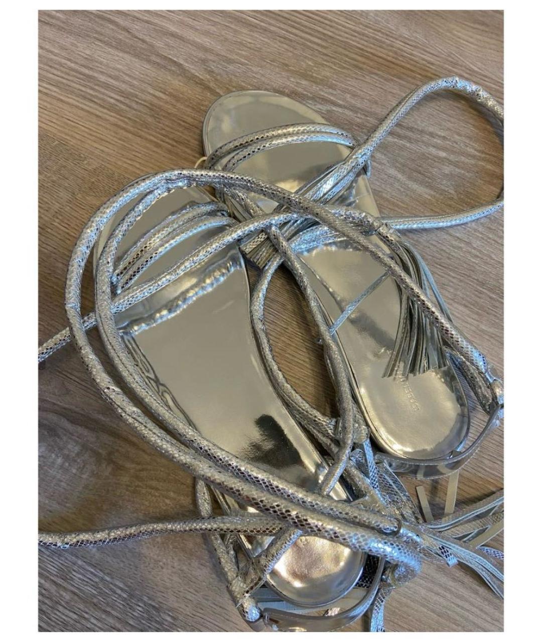 ISABEL MARANT Серебряные кожаные босоножки, фото 4