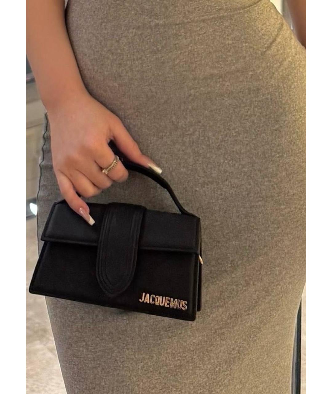 JACQUEMUS Черная кожаная сумка через плечо, фото 3