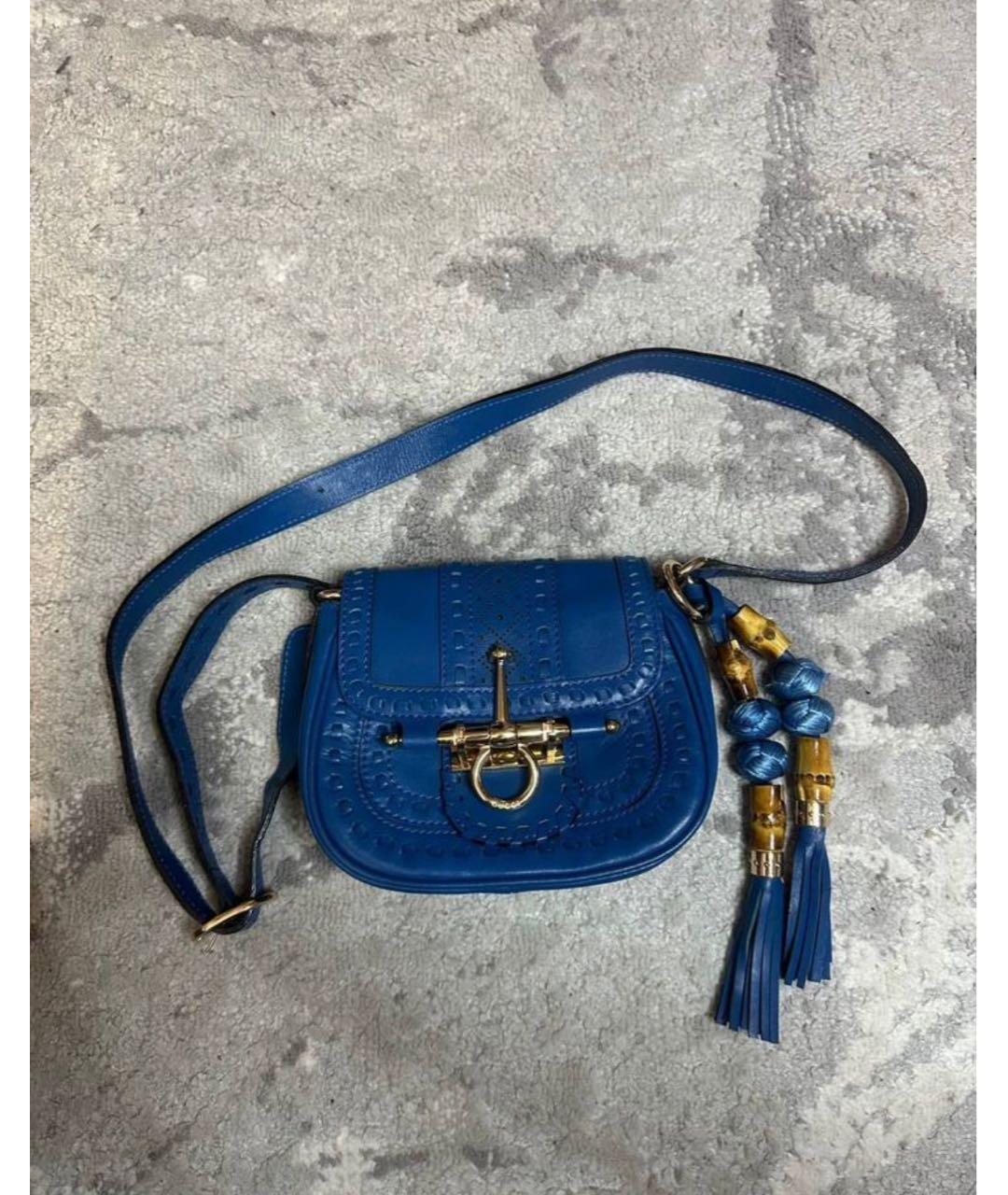GUCCI Синяя кожаная сумка тоут, фото 8