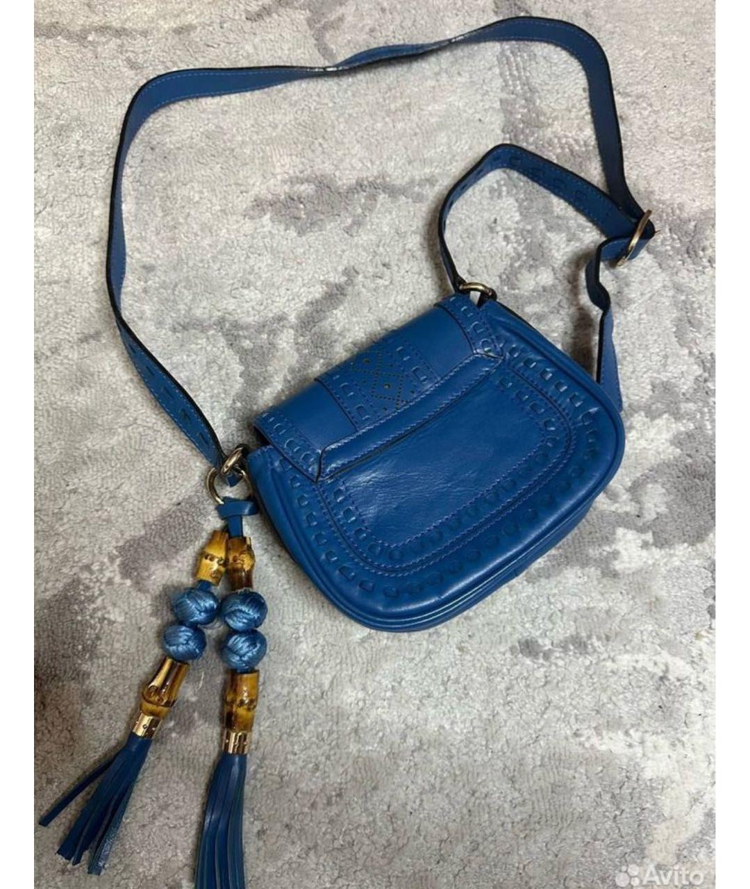 GUCCI Синяя кожаная сумка тоут, фото 2
