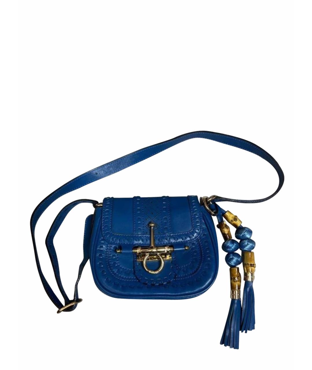 GUCCI Синяя кожаная сумка тоут, фото 1