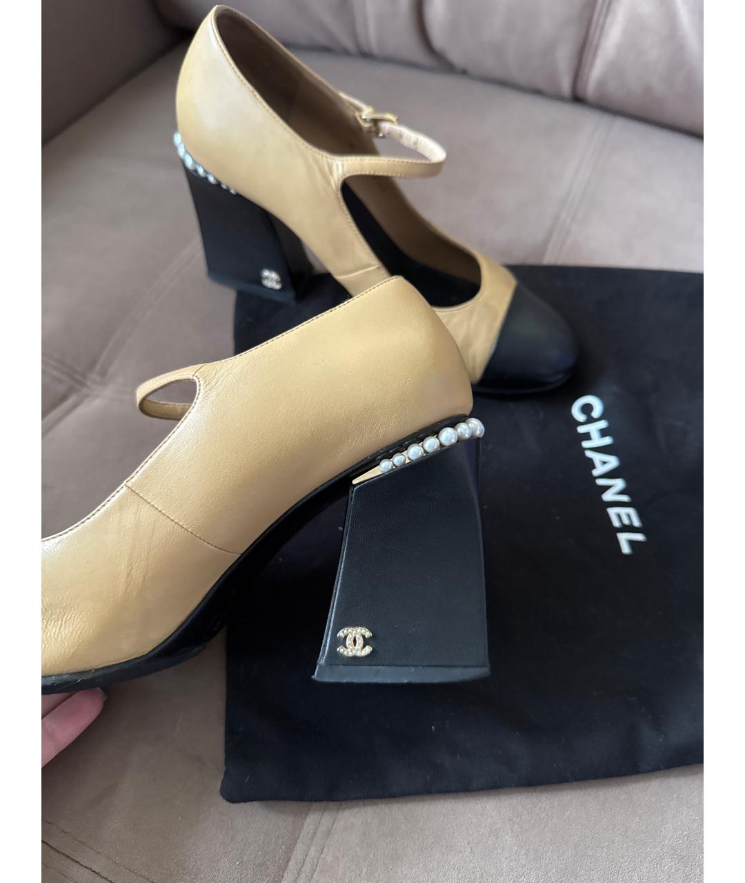 CHANEL Бежевые кожаные туфли, фото 7