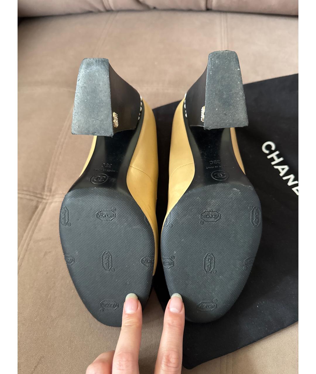 CHANEL Бежевые кожаные туфли, фото 5