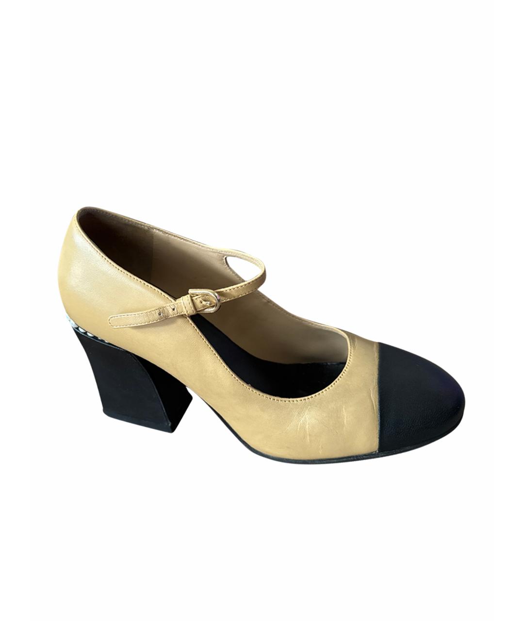 CHANEL Бежевые кожаные туфли, фото 1