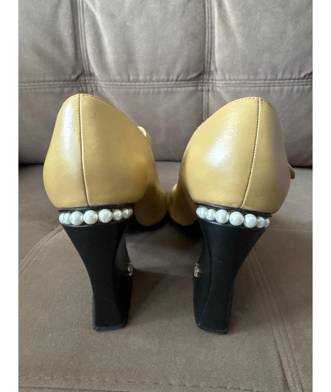 CHANEL Бежевые кожаные туфли, фото 4