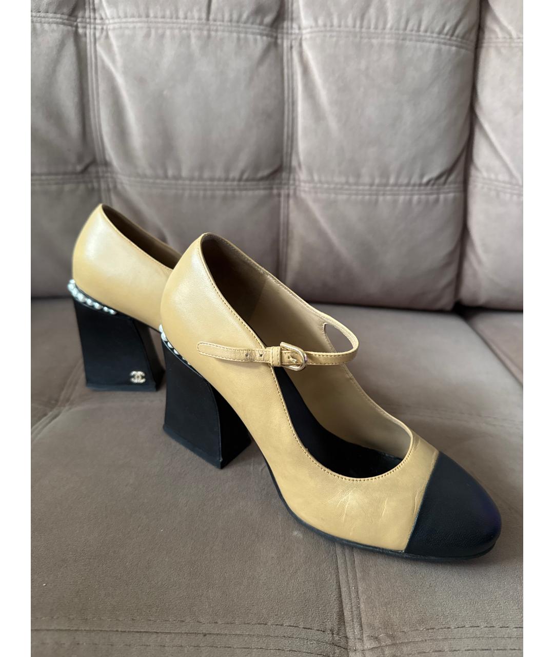 CHANEL Бежевые кожаные туфли, фото 9