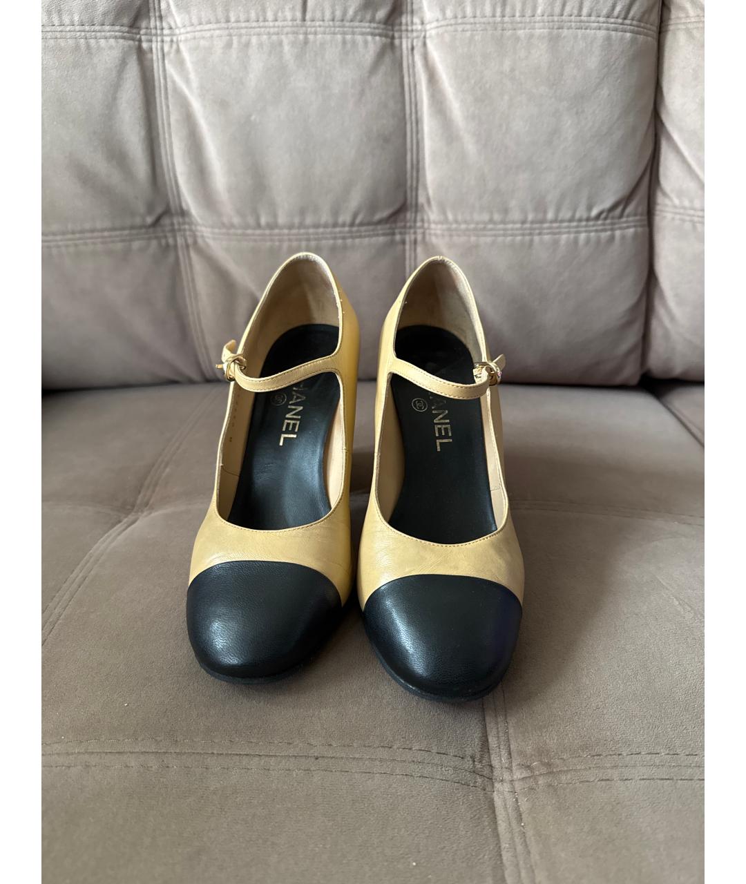 CHANEL Бежевые кожаные туфли, фото 2