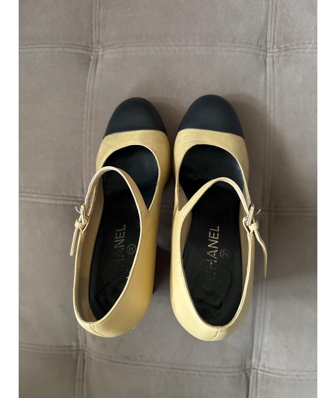 CHANEL Бежевые кожаные туфли, фото 3