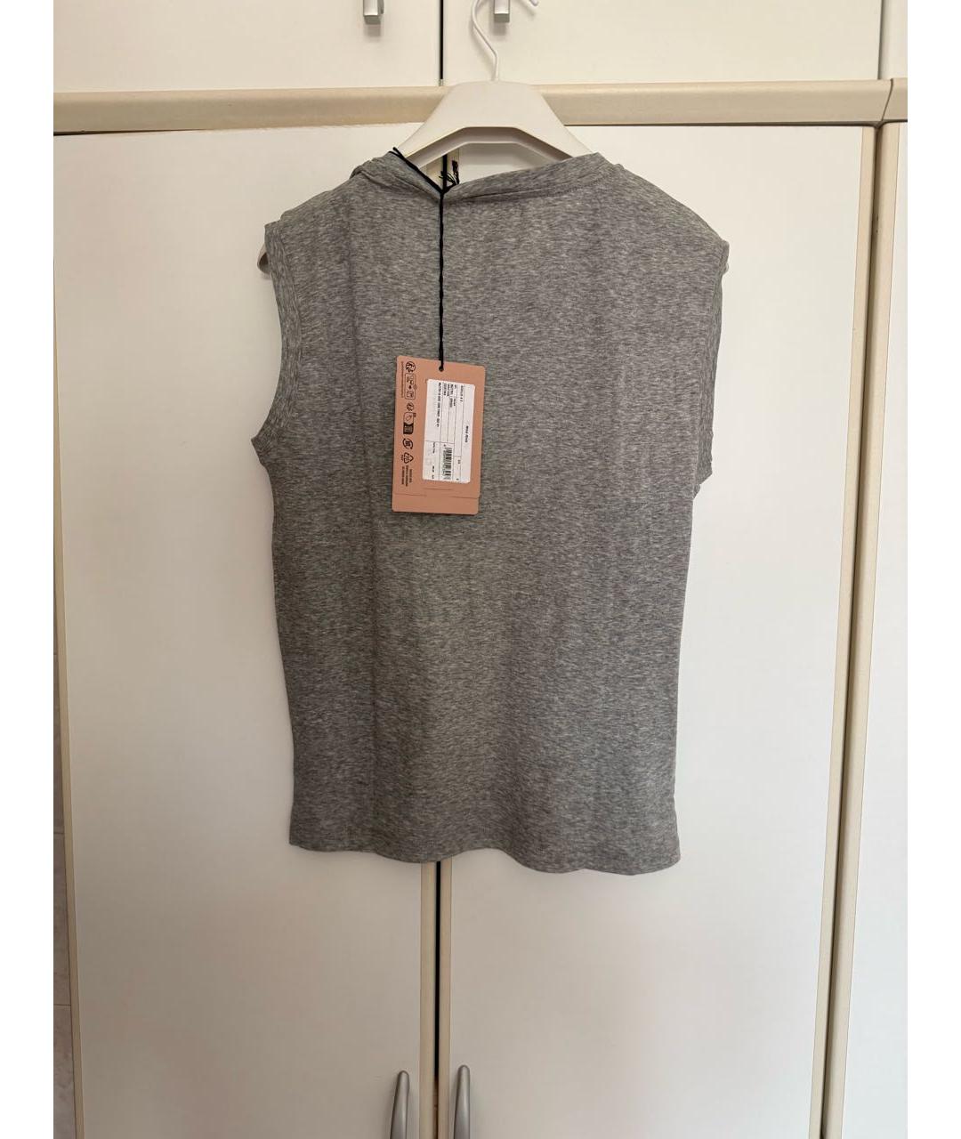 MIU MIU Серая хлопковая футболка, фото 2