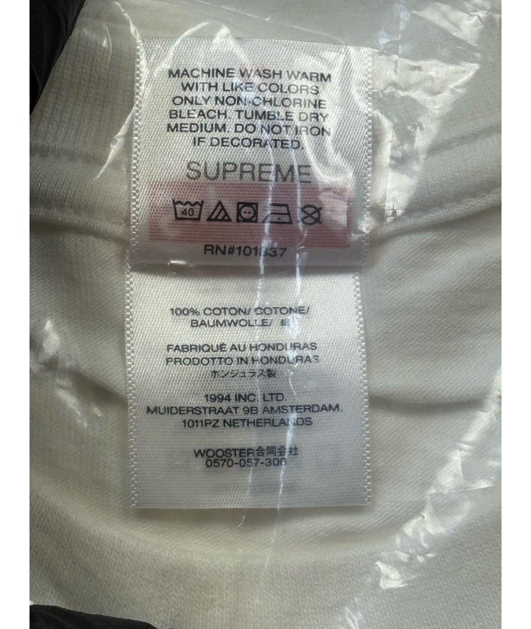 SUPREME Белая хлопковая футболка, фото 6