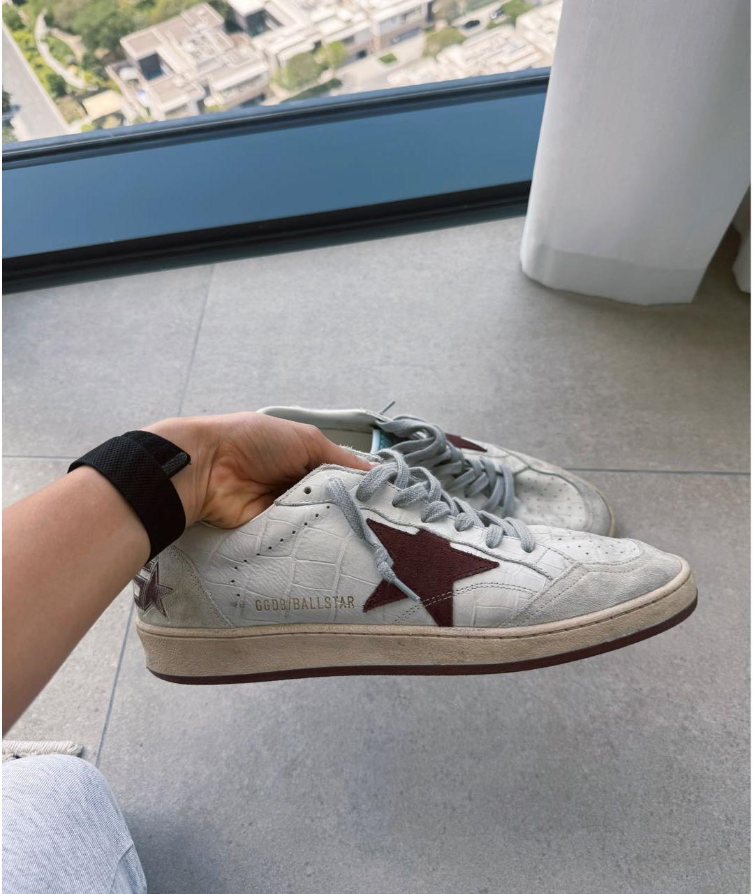 GOLDEN GOOSE DELUXE BRAND Бежевые кожаные низкие кроссовки / кеды, фото 3