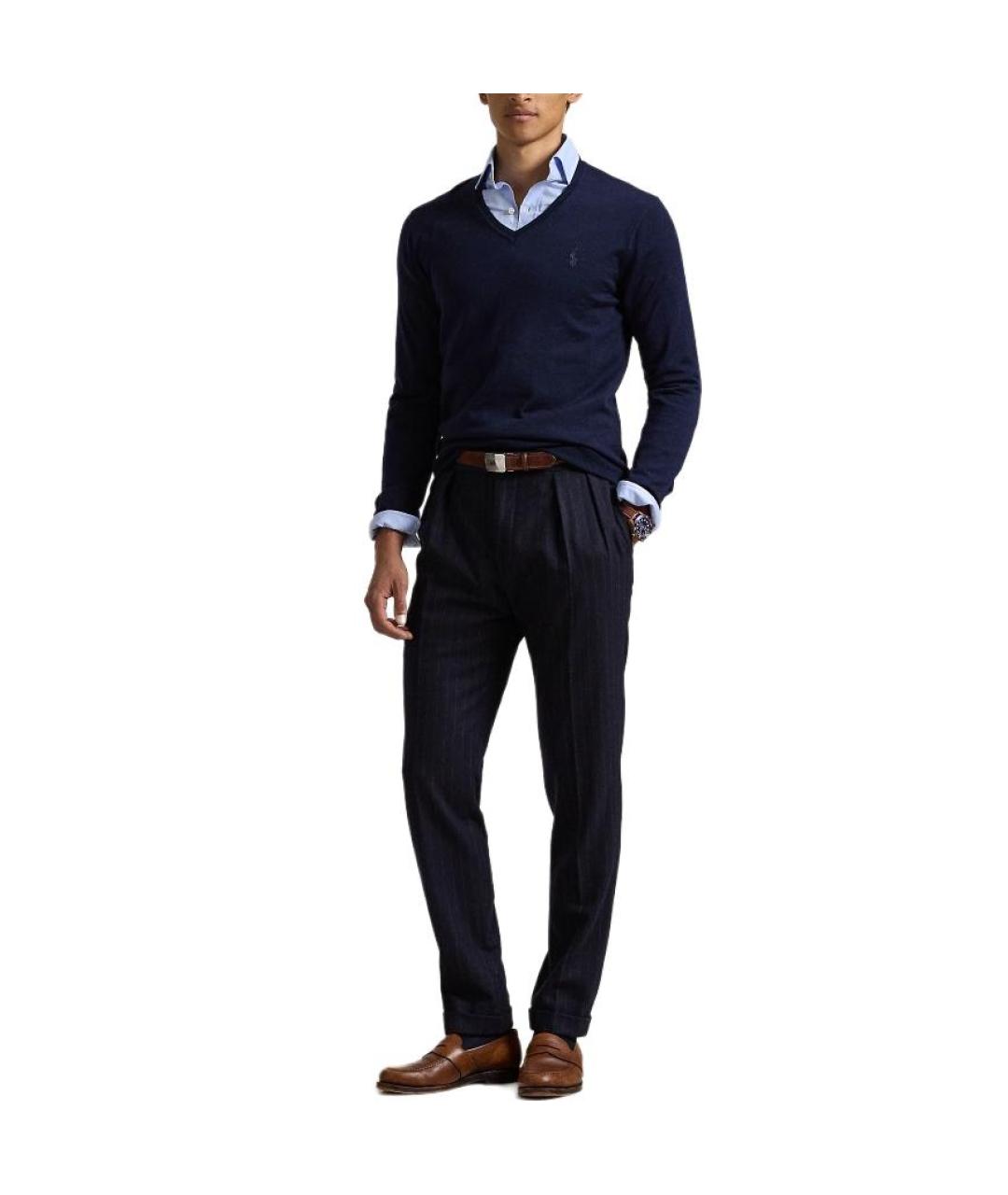 POLO RALPH LAUREN Синий шерстяной джемпер / свитер, фото 2