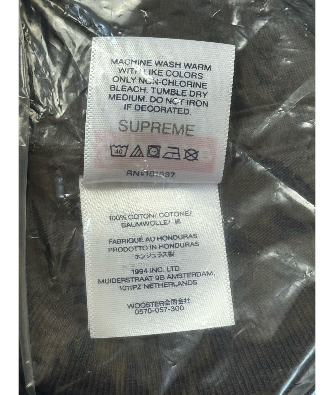 SUPREME Черная хлопковая футболка, фото 6