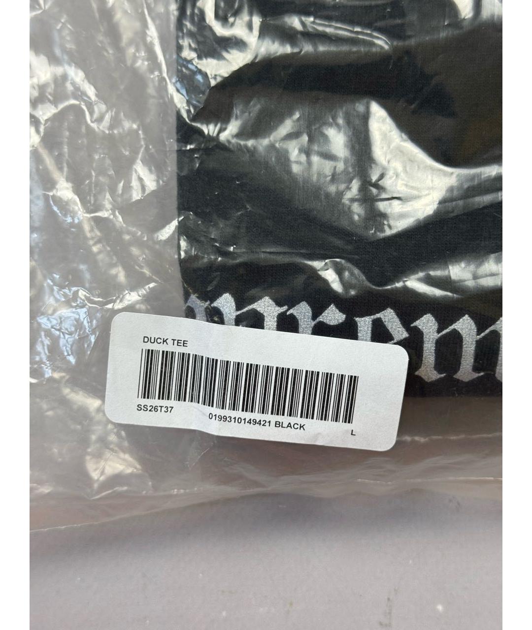 SUPREME Черная хлопковая футболка, фото 3