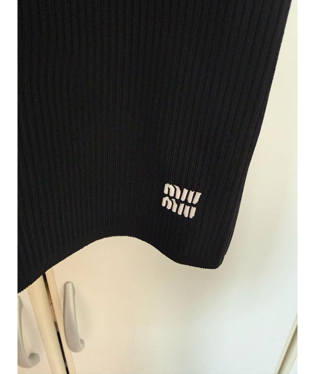 MIU MIU Черная вискозная юбка миди, фото 4
