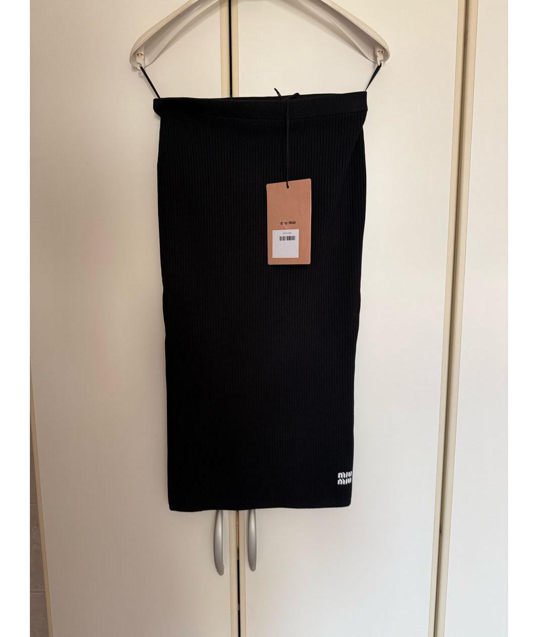MIU MIU Черная вискозная юбка миди, фото 6