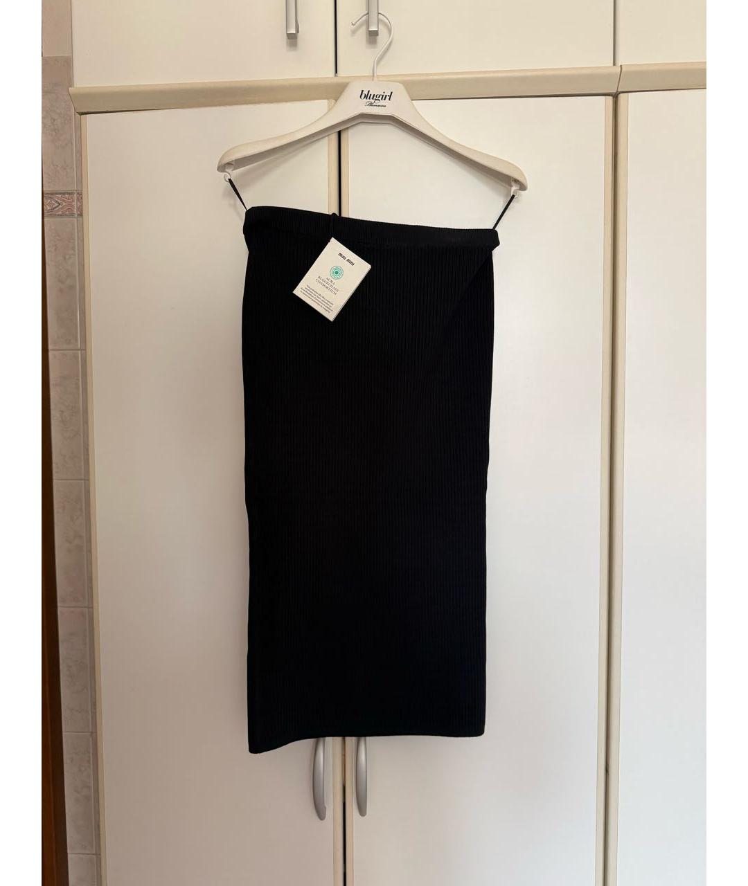 MIU MIU Черная вискозная юбка миди, фото 2