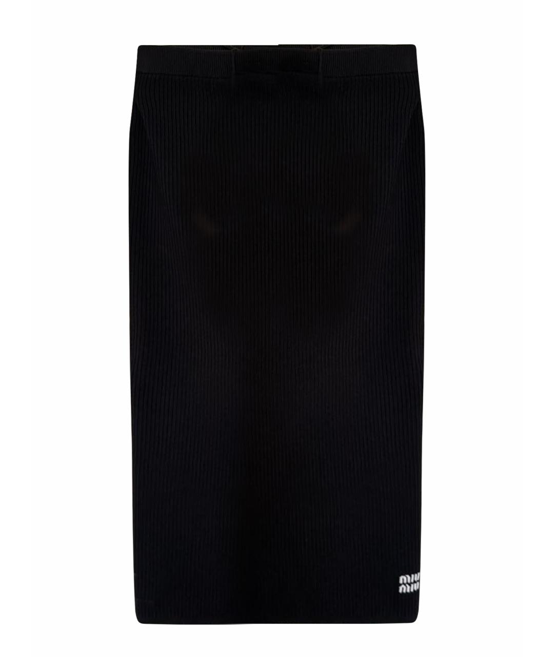 MIU MIU Черная вискозная юбка миди, фото 1