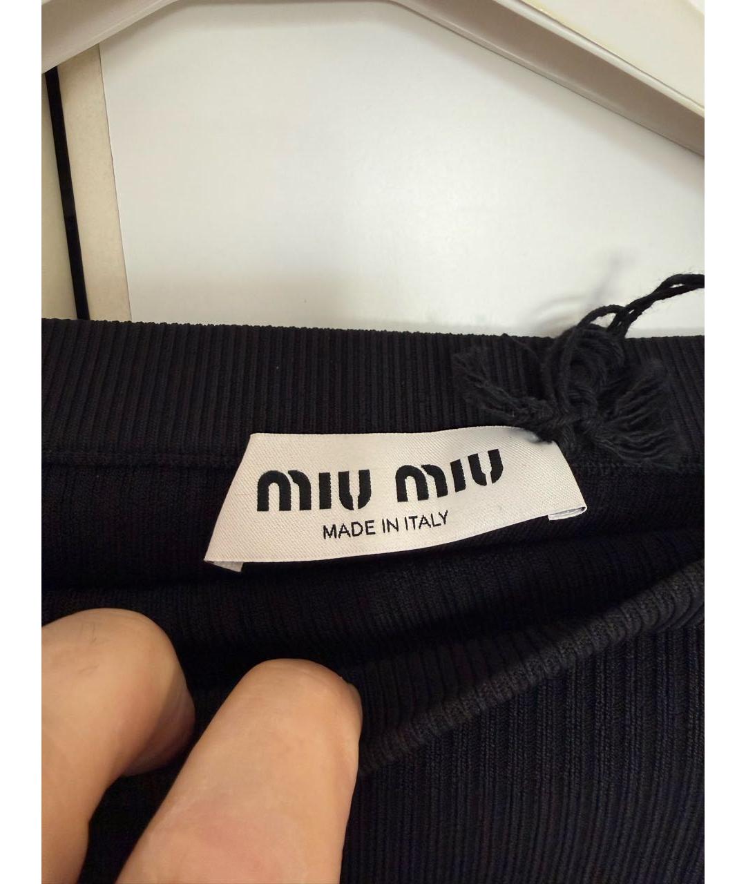 MIU MIU Черная вискозная юбка миди, фото 3